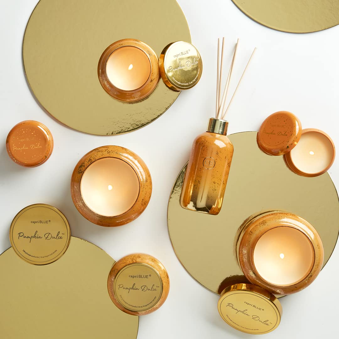 Capri Blue Glimmer Jar Candles - Luxury Holiday Scented Candles for Home - Long Lasting Soy Wax Blend - Scented Holiday & Home Decor - Pumpkin Dulce Petite Signature Jar (8 oz)