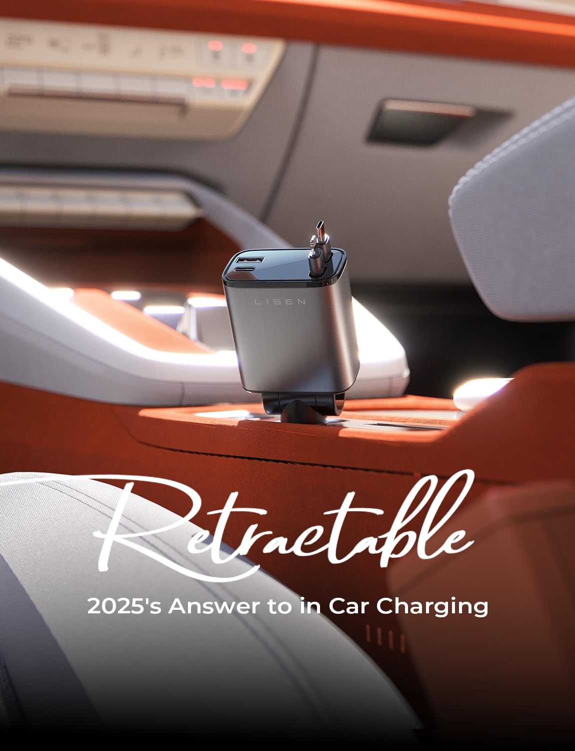 LISEN Retractable Car Charger, 69W USB C Car Accessories Adapter for iPhone 16 USB C Charger Fast Charging,Gifts for Women Men, Travel Essentials, Truck Accessories, for iPhone 16 Pro Max 15 14 13 12