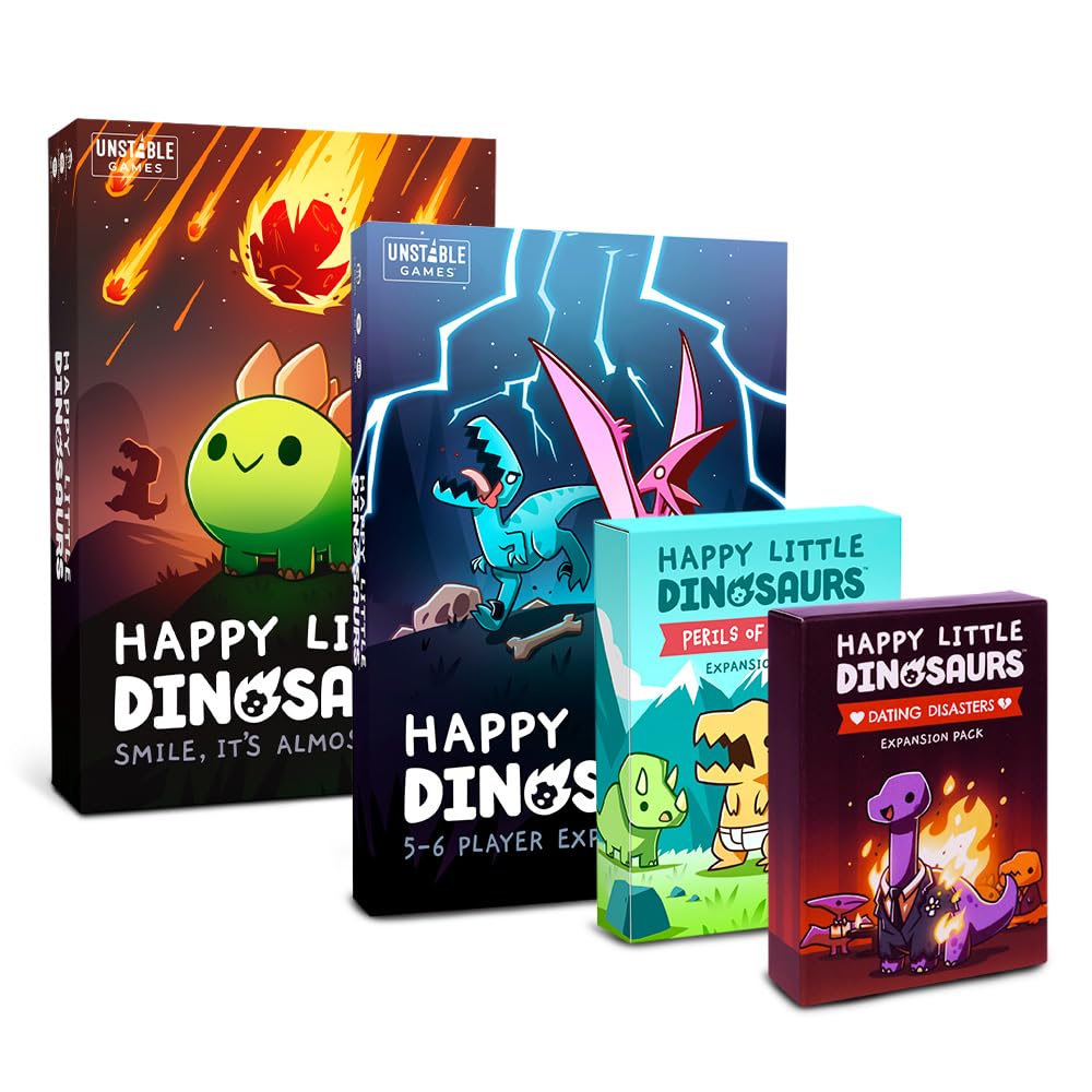 Unstable Games - Happy Little Dinosaurs Base Game - Competitive Sabotage Funny Family Card Game For Kids, Teens, Adults - 2-4 Players