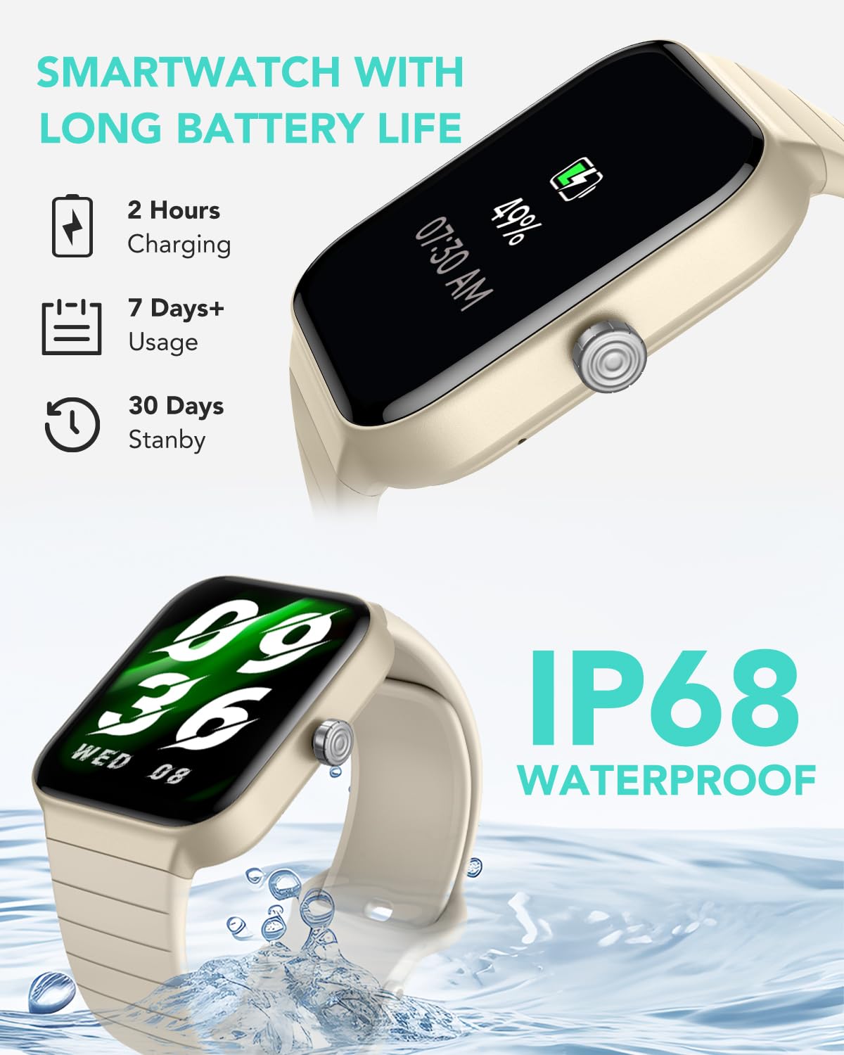 Smart Watch for Women Men with 2 Bands, Alexa Built-in 1.8" Smartwatch (Answer/Make Call) 100+ Sports Fitness Watch with Heart Rate SpO2 Monitor IP68 Waterproof iOS Android Compatible