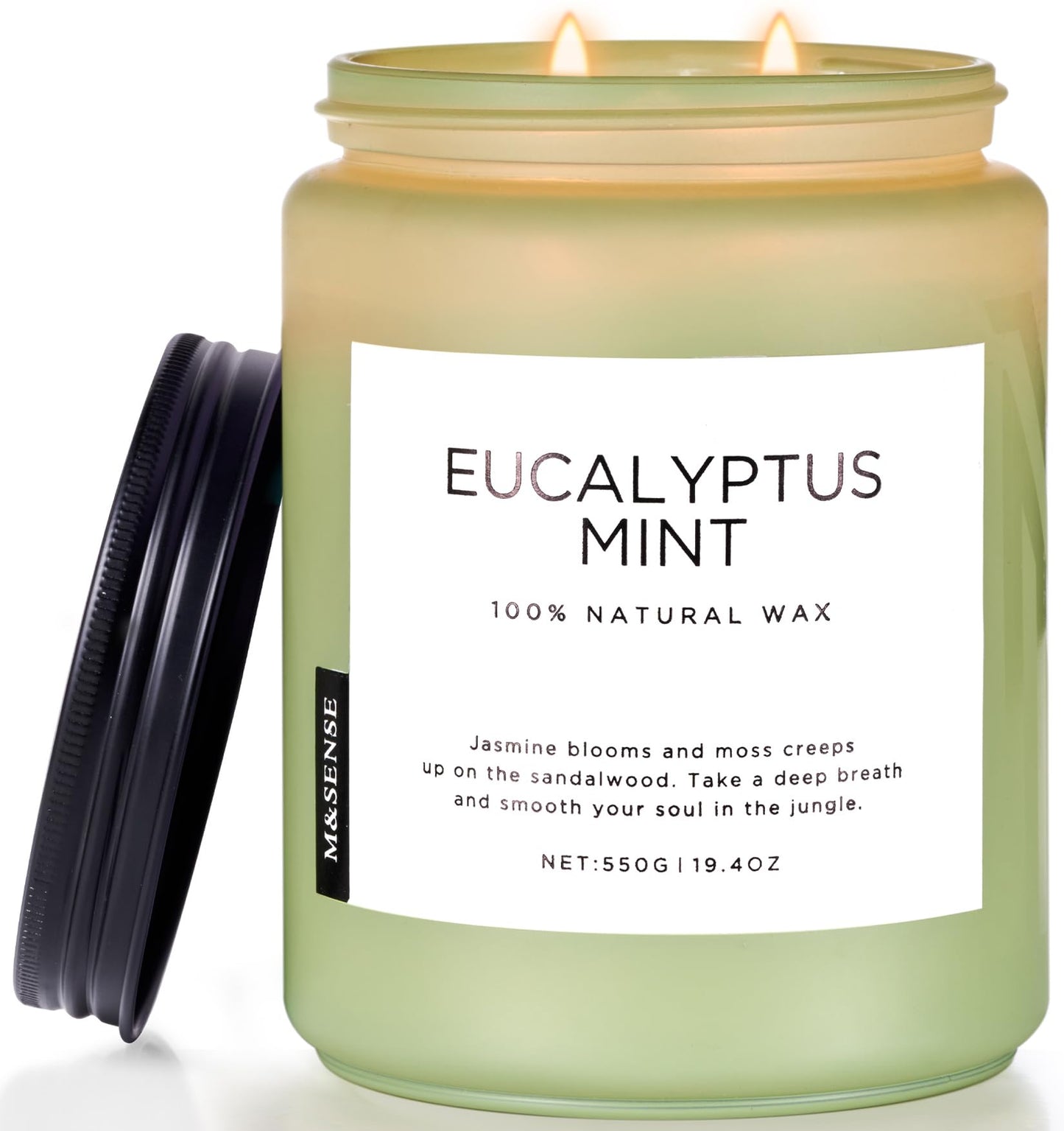 M&SENSE Eucalyptus & Mint Candles for Home Scented, 19.4oz 110 Hours Burn Soy Aromatherapy Candle Gift for Stress Relief, Meditation, Yoga, Relaxing SPA, Natural Soy Wax for Men and Women