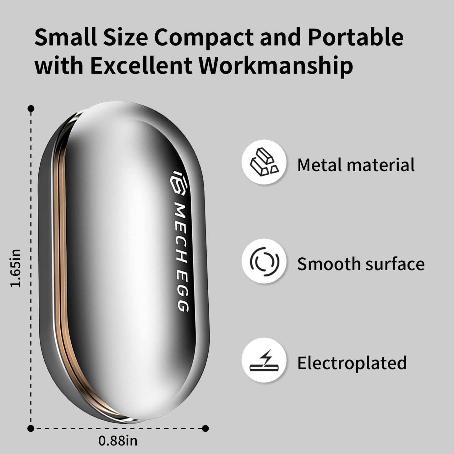 Mech Egg Fidget Slider Metal Fidget Toys EDC Clicky Slider Fidget Egg Sensory for Office Executive Desk Adults Relieve Stress ADHD/Autism (Silver)
