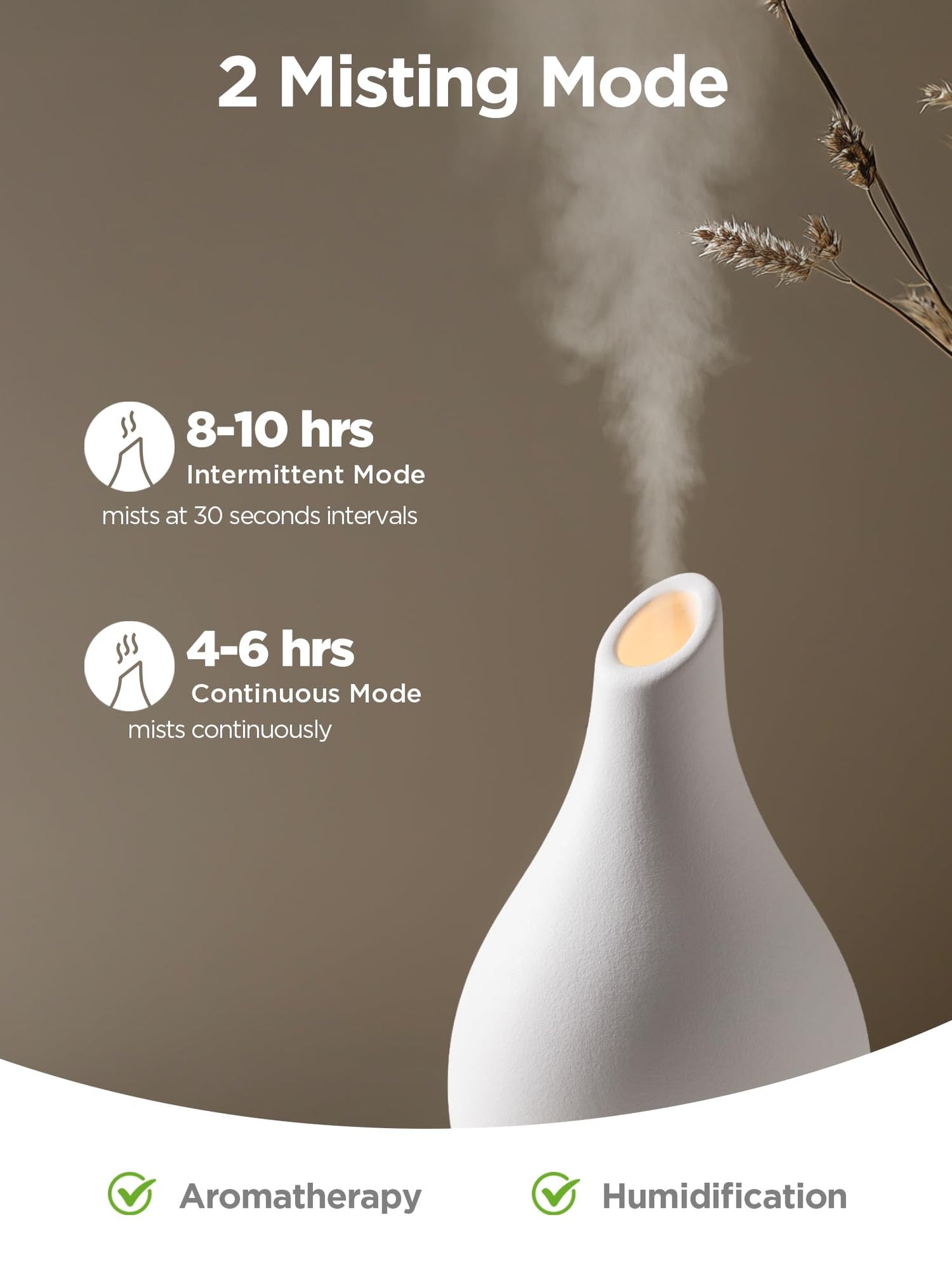 InnoGear Essential Oil Diffuser, 150ml Ceramic Diffuser Handcrafted Stone Aromatherapy Diffusers Ultrasonic Cool Mist Humidifier Vaporizer with 2 Mist Modes Waterless Auto Off for Room Office, White