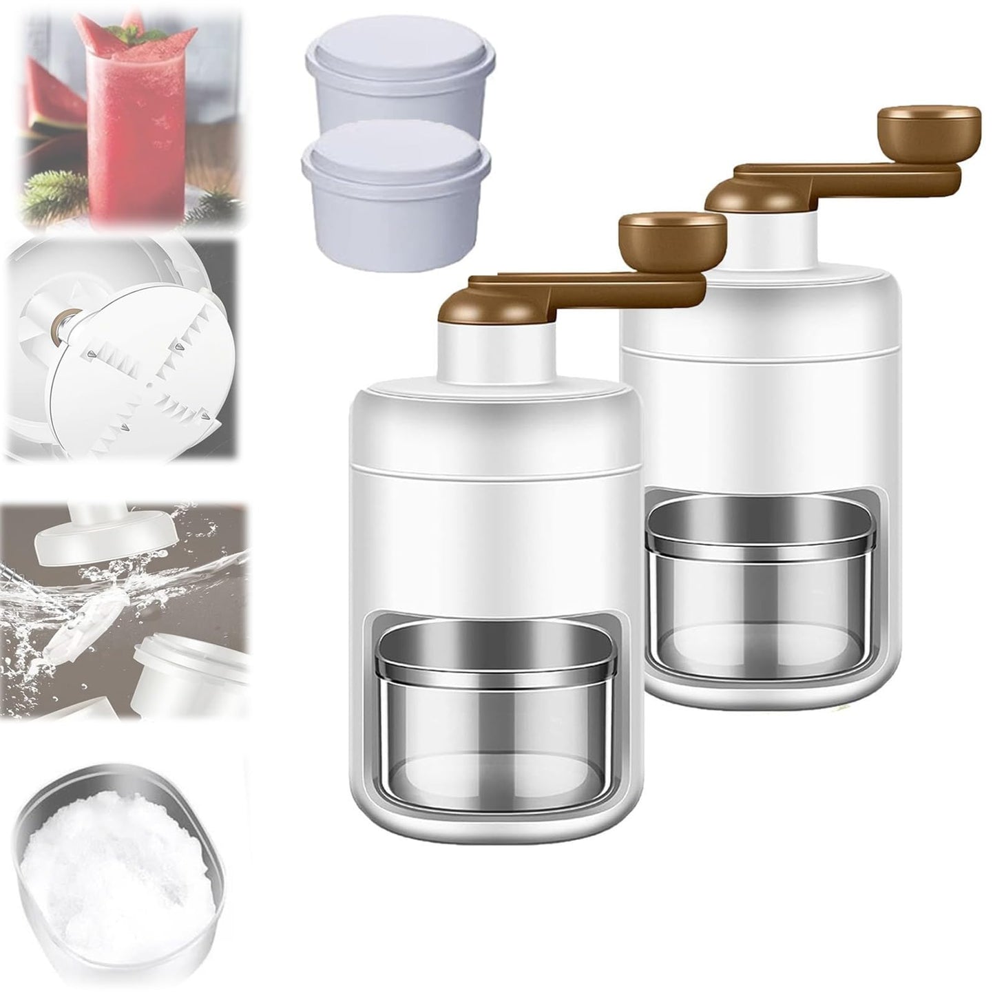 Household Mini Ice Shaver Crusher, 2025 New Household Mini Ice Shaver Crusher, Manual Ice Crushers for Snow Cones and Slushies, Portable Manual Smoothie Maker (2pcs)