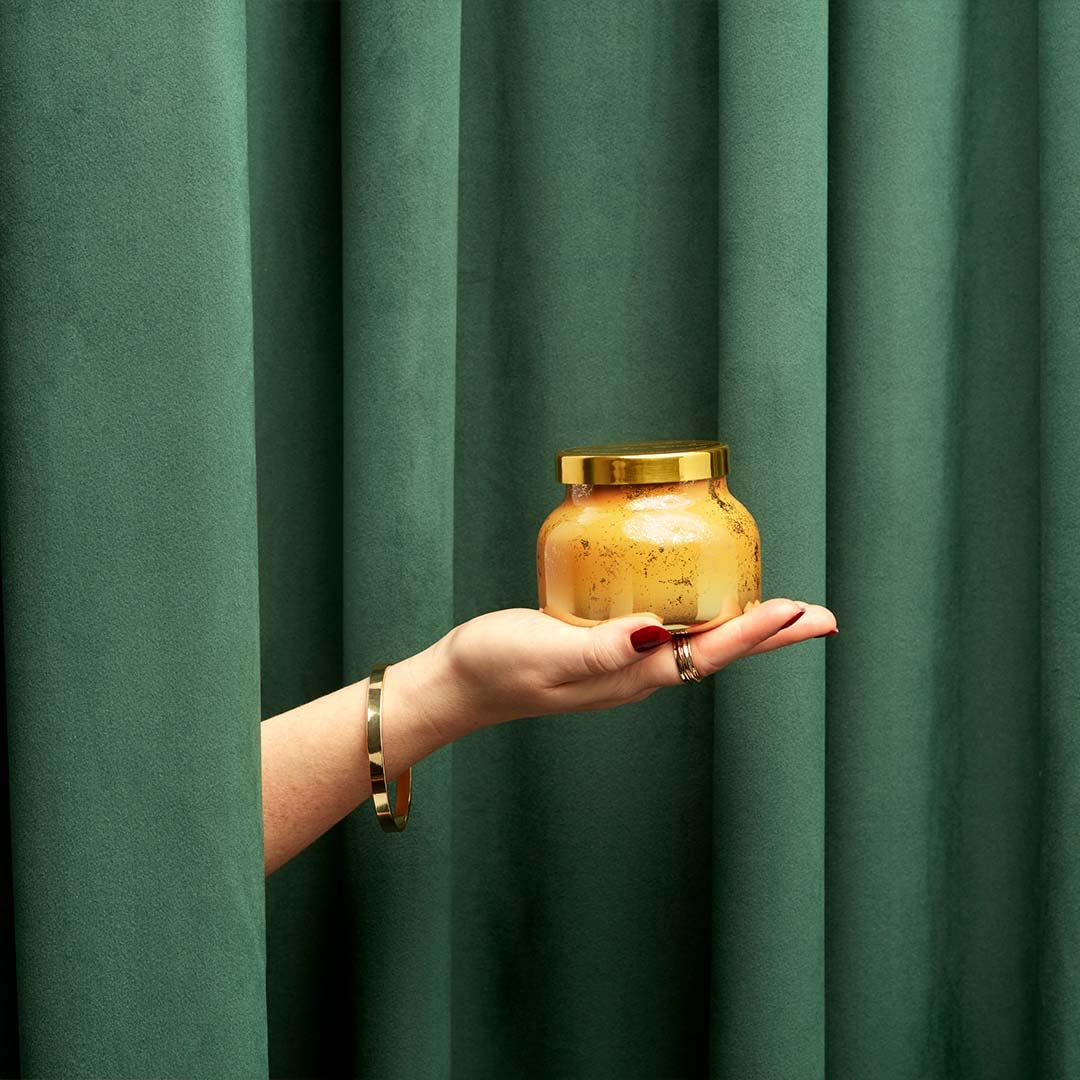 Capri Blue Glimmer Jar Candles - Luxury Holiday Scented Candles for Home - Long Lasting Soy Wax Blend - Scented Holiday & Home Decor - Pumpkin Dulce Petite Signature Jar (8 oz)