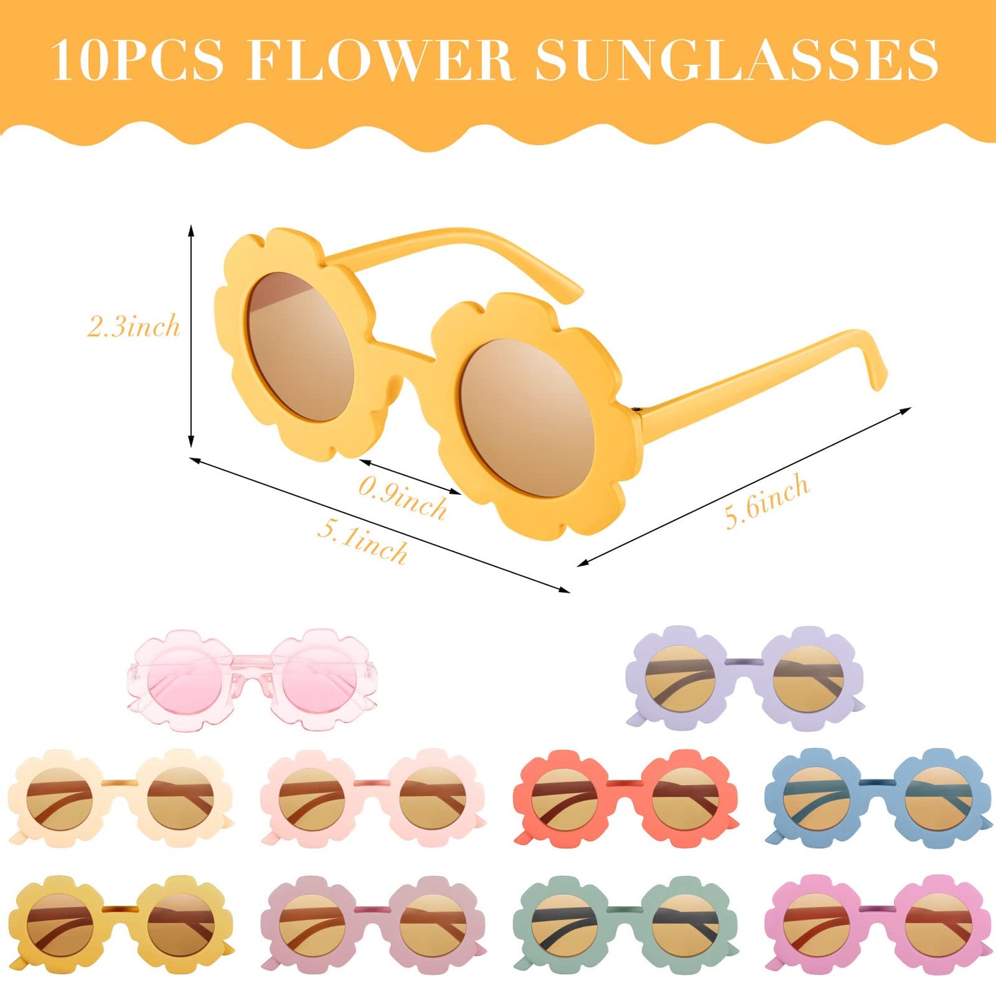 Groovy Retro Flower Sunglasses Headbands Party Favors Daisy Flower Costume Accessories Set 60s 70s Party Gifts for Kids (20 Pcs)