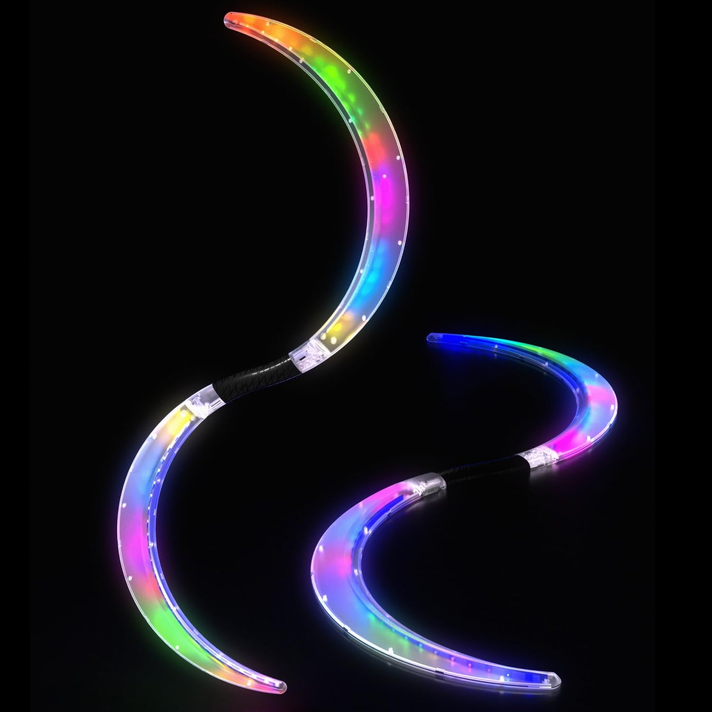 LED POI Staffs S-Shape with 241 Color Light Modes USB Rechargeable Magic LED S-Staffs Customized Colors, Profound Visual Effect