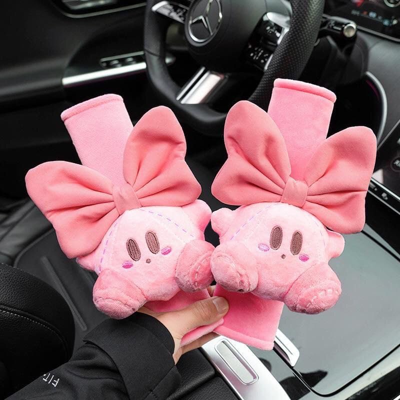 Car Seatbelt Cover Kirby Stocking Stuffers Cute Creative Safety Seatbelt Shoulder Pad Auto Accessory Neck Cushion Protector Seatbelt Shoulder Protector Decoration Nice Gift (2-Pack (Rabbit & Bowknot))