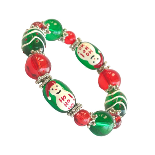 fiona Christmas Glass Beaded Bracelet, Holiday Birthday Jewelry Gifts For Women, 1 pc (Snowman)