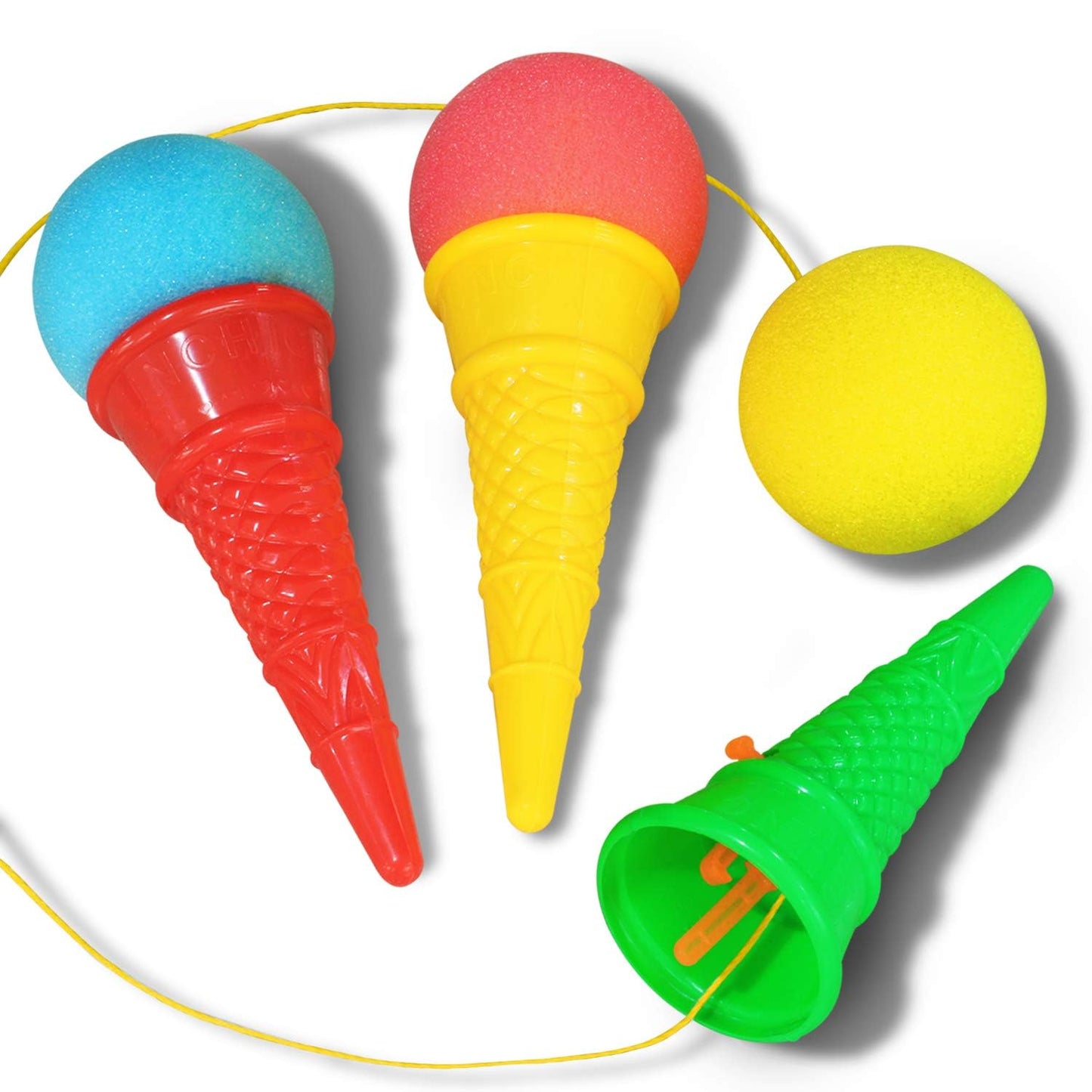 Novelty Place Ice Cream Shooters Toy (Pack of 12) - Squeeze N' Pop Game - Multi-Color Icecream Cone Foam Ball Launcher - Great Party Favors and Carnival Prize for Kids and Children (7 inch)