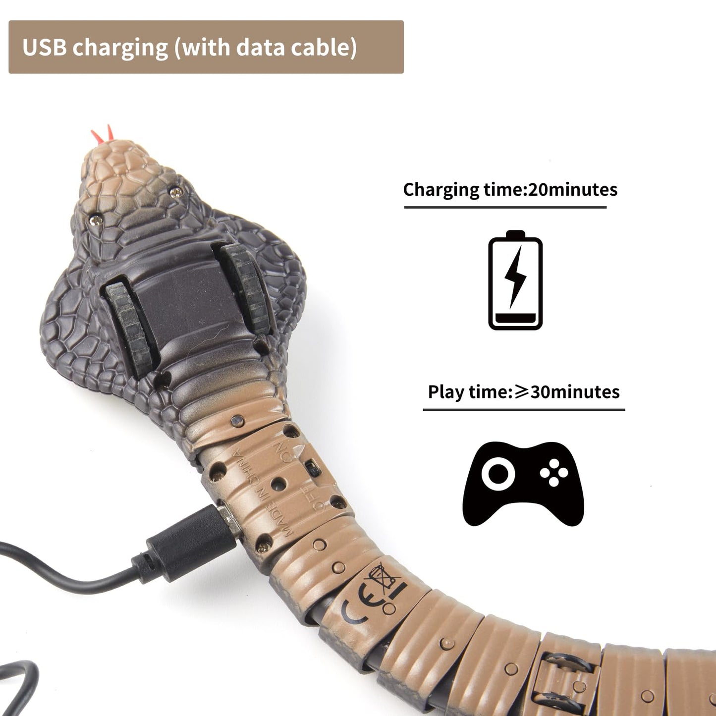 AMCHSURI Remote Control Snakes Realistic Rc Snake Prank Cobra Rechargeable Smart Sensing Cat Toy with Infrared Controller Snake Toys, Remote & Auto-Sensing Modes, Hilarious Prank Gifts for Boys Age 6+