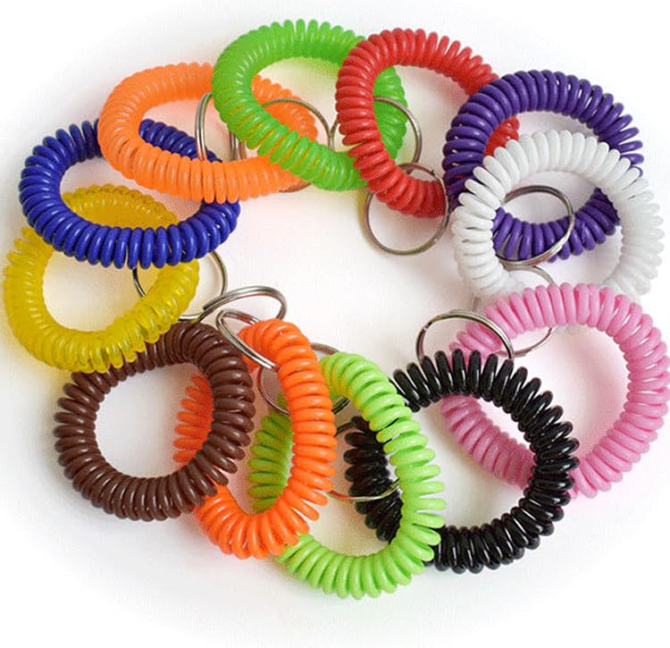 EUDORALIFE 110 PCS Wristlet Keychains Stretchable Plastic Wrist Keychain Bracelet Key Chains Wrist Coil Wrist Band Key Ring Chain Holder for Office, Outdoor Sport, Sauna, Workshop, Shopping Mall