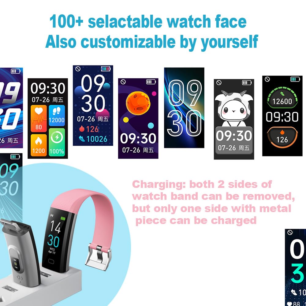 BrilliantHouse Fitness Tracker with Blood Pressure Heart Rate Oxygen Monitor, Activity Sleep & Temperature Smart Watch IP68 Waterproof Pedometer Step Counter for Kids Man Women S5