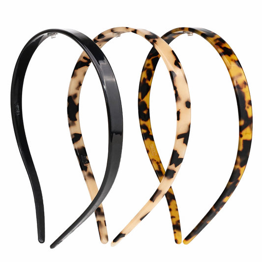 KOVOLITU 3 Pack Eyewear Headbands - Comfortable Plain Headbands for Women in Black, Tortoise, Amber