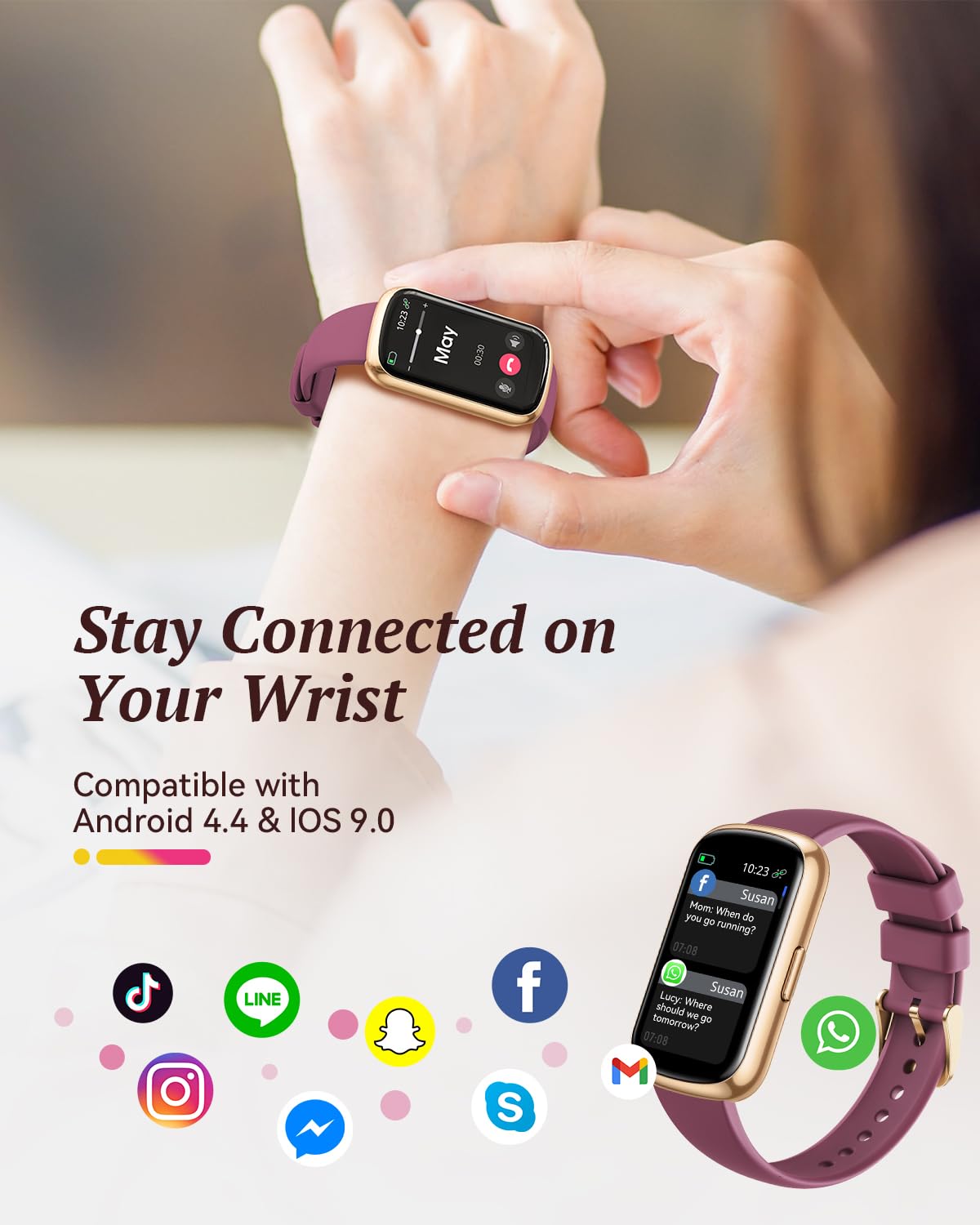 Fitness Trackers for Women Men Smart Watch: Fitness Watches for Women 24/7 Heart Rate Monitor SpO2 Sleep Step Tracker Pedometer Watch 5ATM Waterproof Smart Watch for Androide iPhone Compatible 2 Bands