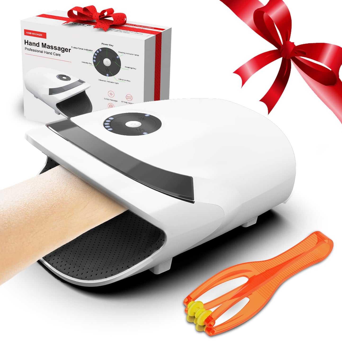 Xllent Hand Massager with Compression & Heating,Birthday Gifts for Women Men Mom Grilfrend - Electric Hand Massager for Arthritis and Carpal Tunnel(White)