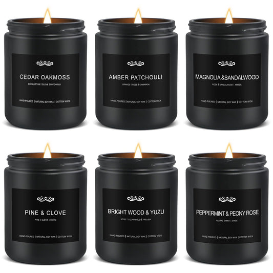 6 Pack Candles for Home Scented Aromatherapy Candles Gifts Set for Men, Men Candle Set, 42 oz 300 Hour Long Lasting Candles, Gifts for Mens, Birthday, Anniversary Present
