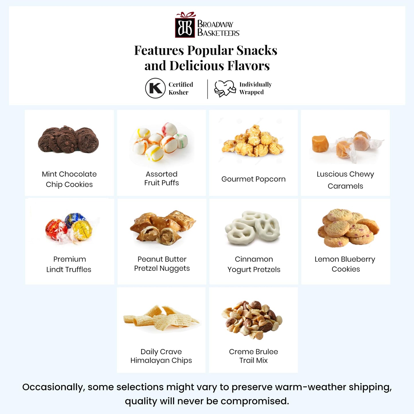 Broadway Basketeers Gourmet Chocolate Food Gift Basket Snack Gifts for Women, Men, Families, College, Delivery for Birthday, Appreciation, Thank You, Sympathy, Congratulations