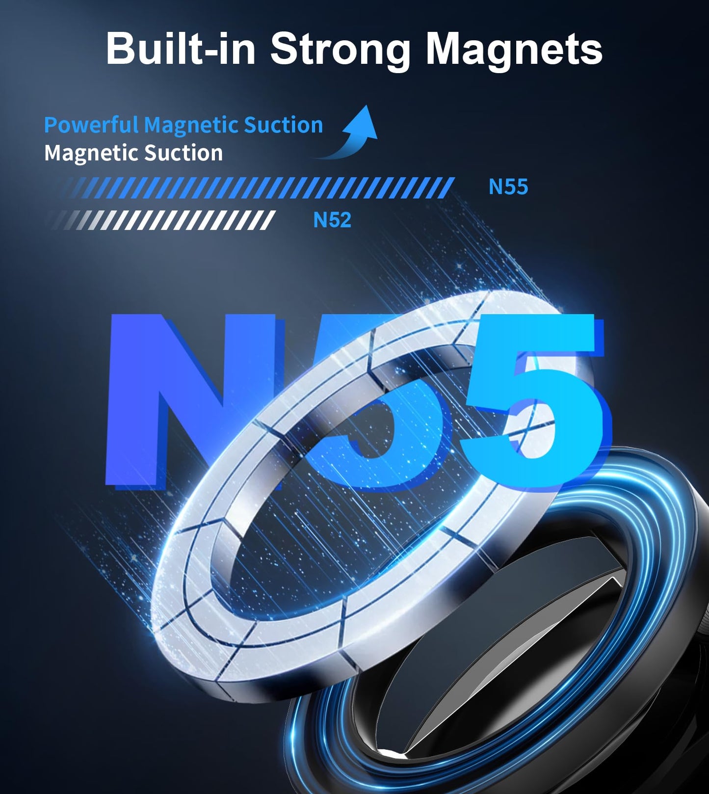 Gahenwo Vacuum Magnetic Car Phone Holder Stand,360° Adjustable Car Phone Mount for Magsafe with Suction Cup & Swivel Lock,Foldable Phone Holders for Your Car,Cell Phone Car Mount for iPhone & Android