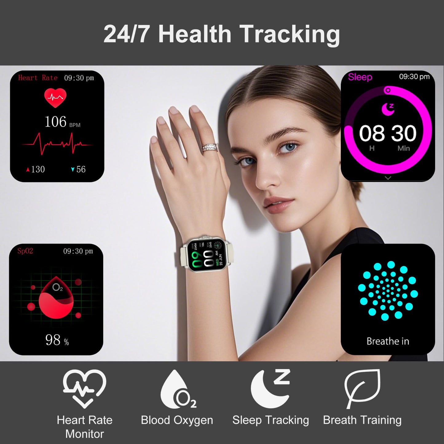 Smart Watches for Women Men Fitness Tracker Watch 2.04 HD Screen Sport Watch with ChatGpt AI Voice 3 Bands Step Counter 24/7 Heart Rate Sleep Monitor Smartwatch for Android iOS (Silver)