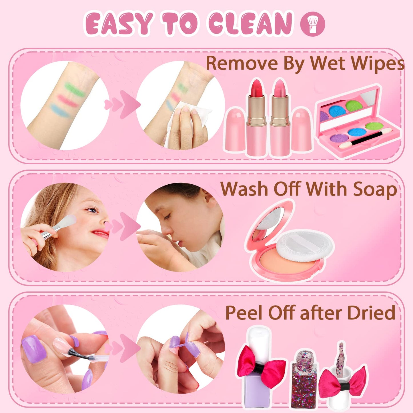 For Ideahome Kids Washable Makeup Girl Toys - Real Make Up Set, Little Girls Makeup Kit for Toddler Kid Children Princess, Christmas Birthday Gift Toys for Girl 4 5 6 7 8 9 10 Year Old