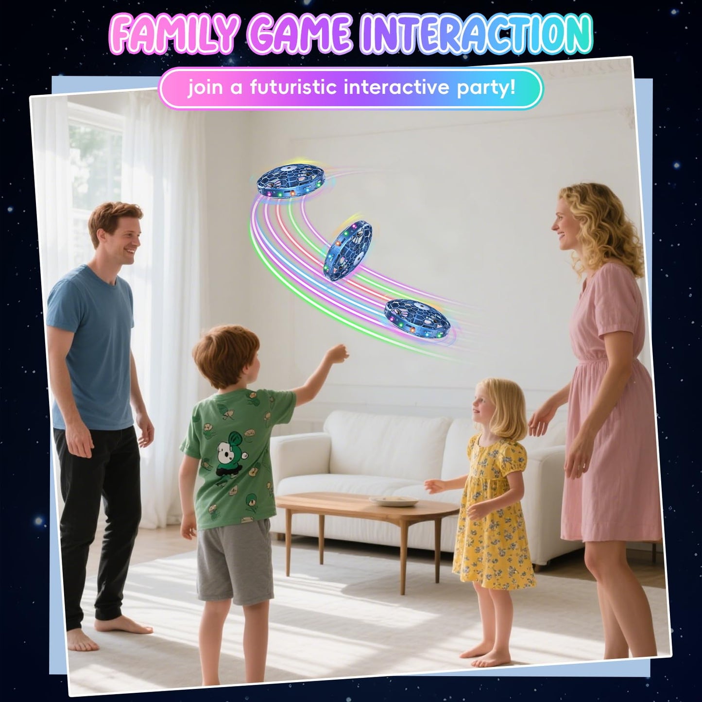 PYMSRTY Flying Toy Drone for Kids，360° Hands Free Motion Sensors Mini Drone with Cool LED Lights,Easy Indoor Small UFO Toy Flying Ball Drone for Kids -Blue