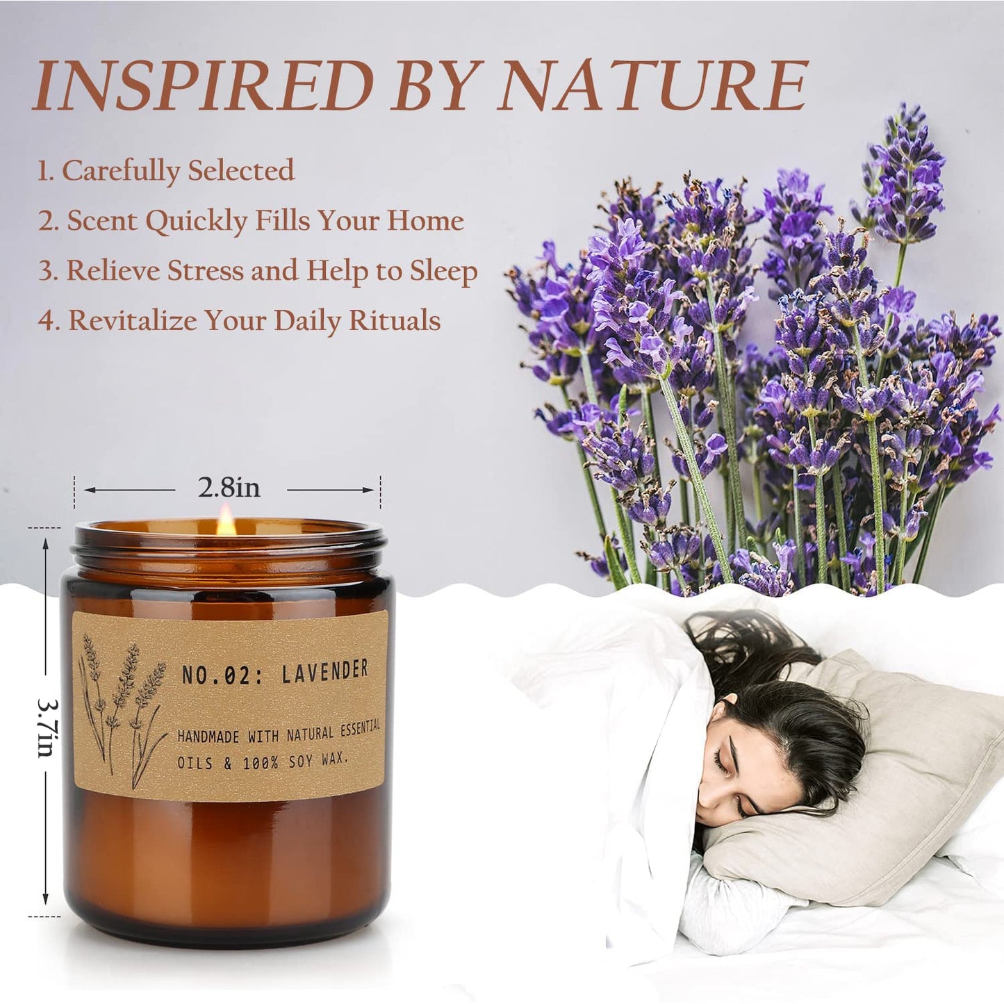 Candles for Home Scented Candles Set, 4 Pack Candles Gifts Set for Women/Men, Soy Candle, Lavender Candle, 220H Long Lasting Soy Wax Candle Set for Mother's Day, Birthday, Anniversary, Men