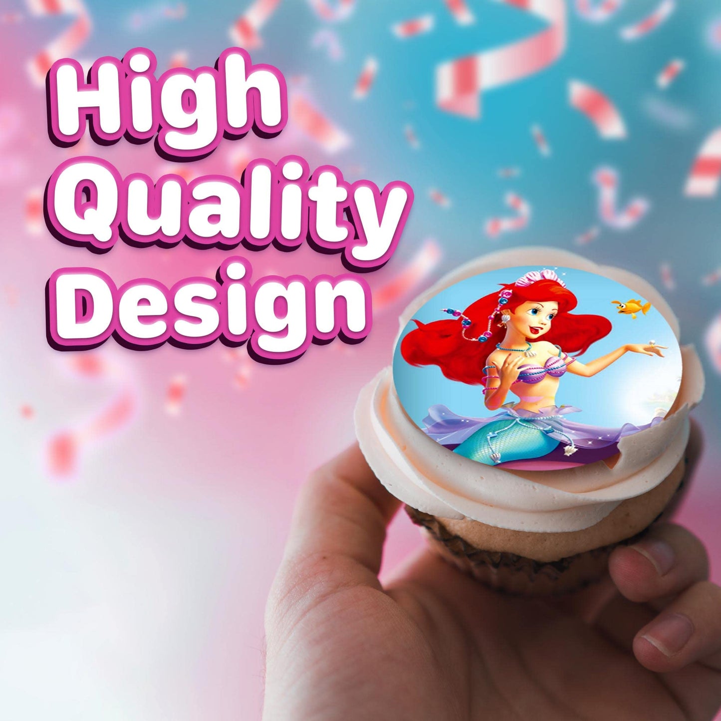 30 x Edible Cupcake Toppers Themed of Princess Collection of Edible Cake Decorations | Uncut Edible on Wafer Sheet