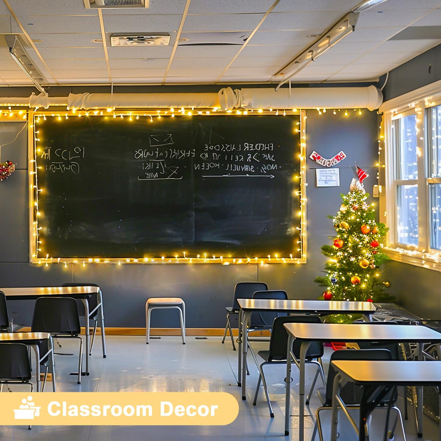 JMEXSUSS 163ft 500 LED Warm White Christmas Lights Outdoor, Plug-in Outdoor String Lights for Classroom, Clear Wire 8 Modes Remote Control Christmas Tree Lights for Christmas Bedroom Tree Classroom