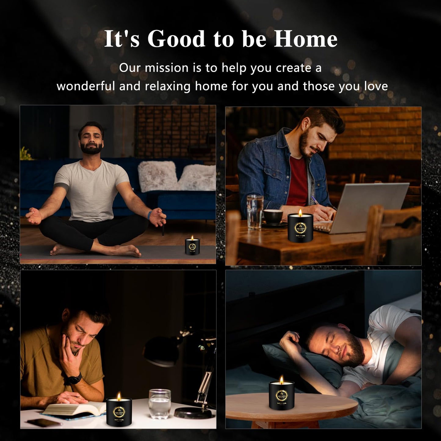 AROZEN 3 Pack Scented Candles Set | Men Candle Gift Set, Aromatherapy Scented Candles for Home, Gifts for Men Dad Fathers Day, Soy Candle of Lavender, Mahogany Teakwood & Smoke Vanilla,70H Burn Time