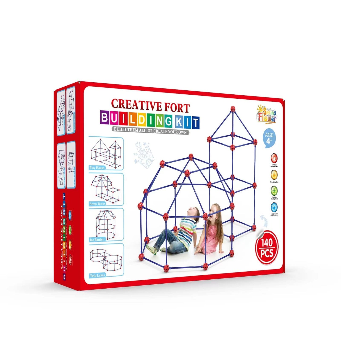 Fort Building Kit for Kids,STEM Construction Toys, Christmas & Birthday Gift for 4 5 6 7 8 9 10 11 12 Years Old Boys and Girls,Ultimate Creative Set for Indoor & Outdoors Activity,140 Pcs,Original