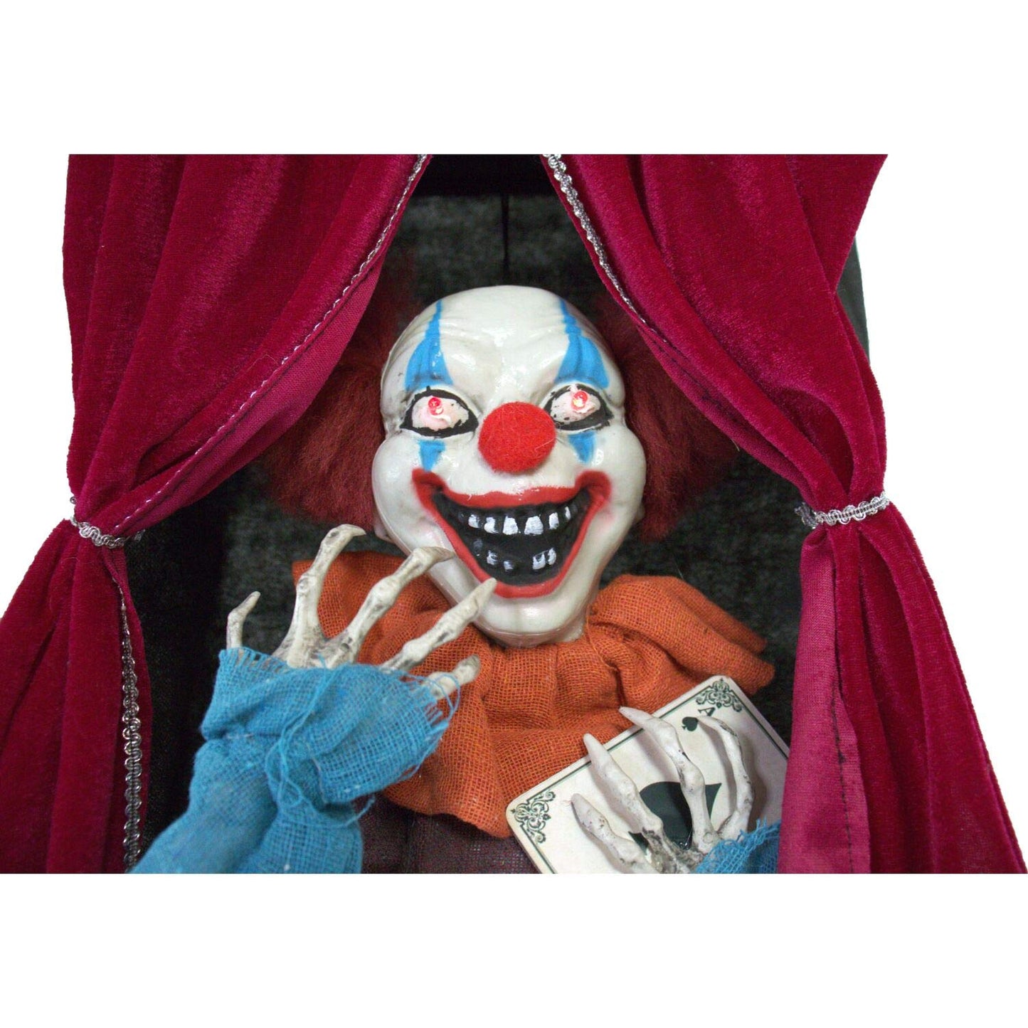 Haunted Hill Farm Talking Clown Halloween Animatronic with Flashing Red Eyes, Indoor or Outdoor Halloween Decorations, Battery Operated Creepy Halloween Props for Home or Haunted House