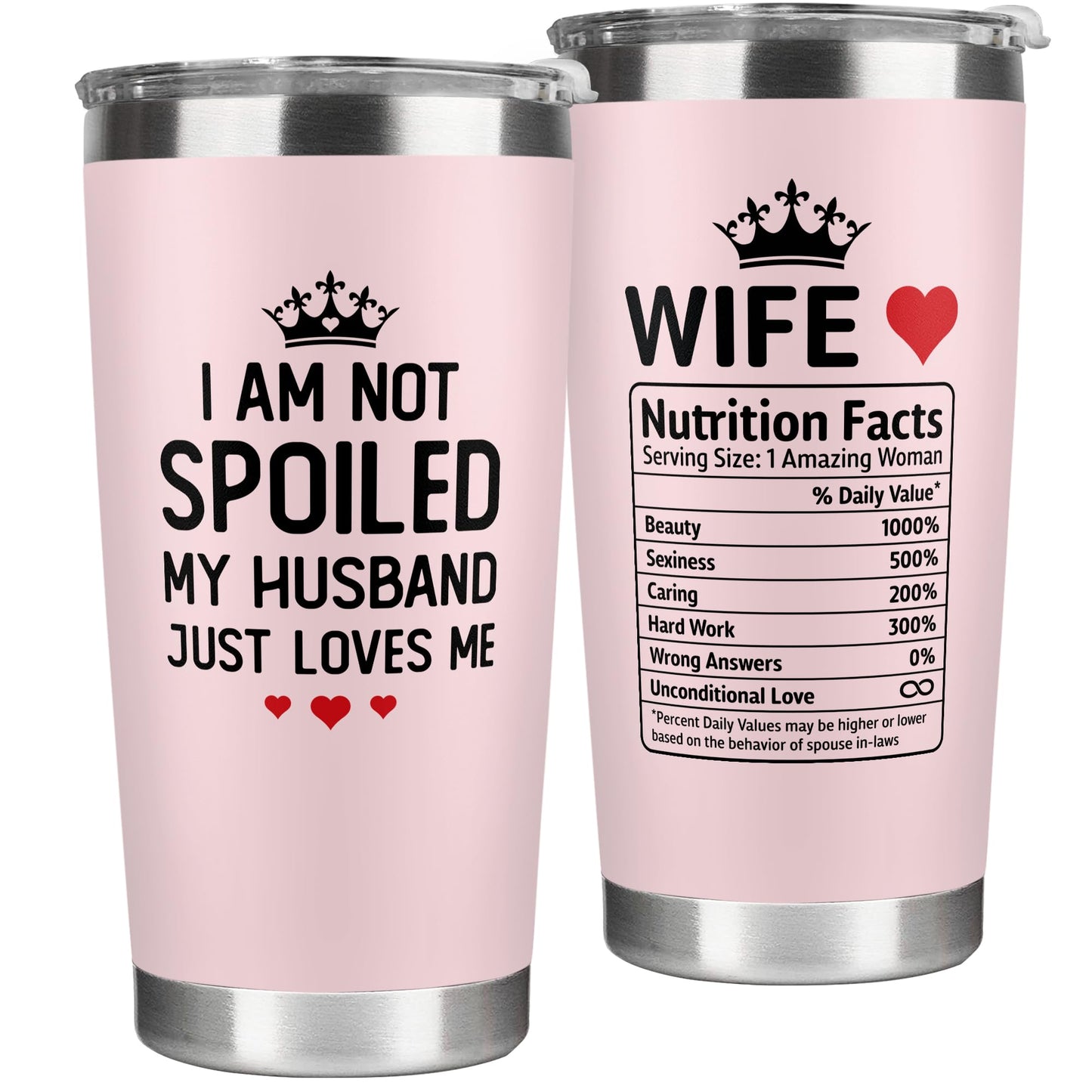 KatAndNat Gifts for Wife from Husband - Wife Gifts - Wedding Anniversary for Women, Birthday, Mothers Day, Christmas Gift for Her - Romantic Gift for Her - 20 Oz Pink Tumbler