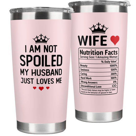 KatAndNat Gifts for Wife from Husband - Wife Gifts - Wedding Anniversary for Women, Birthday, Mothers Day, Christmas Gift for Her - Romantic Gift for Her - 20 Oz Pink Tumbler