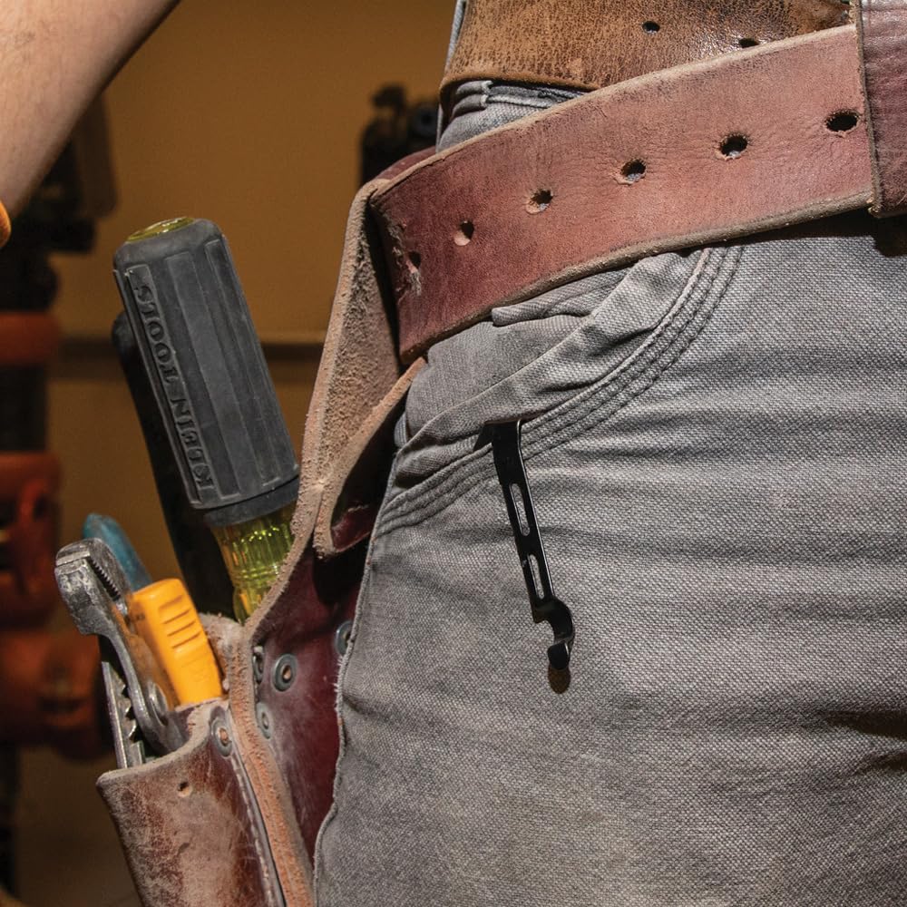 Klein Tools 44228 Folding Pocket Knife, Electricians EDC Knife, Black with Stainless Steel Blade, Bearing Assist Flipper Open, Belt Clip