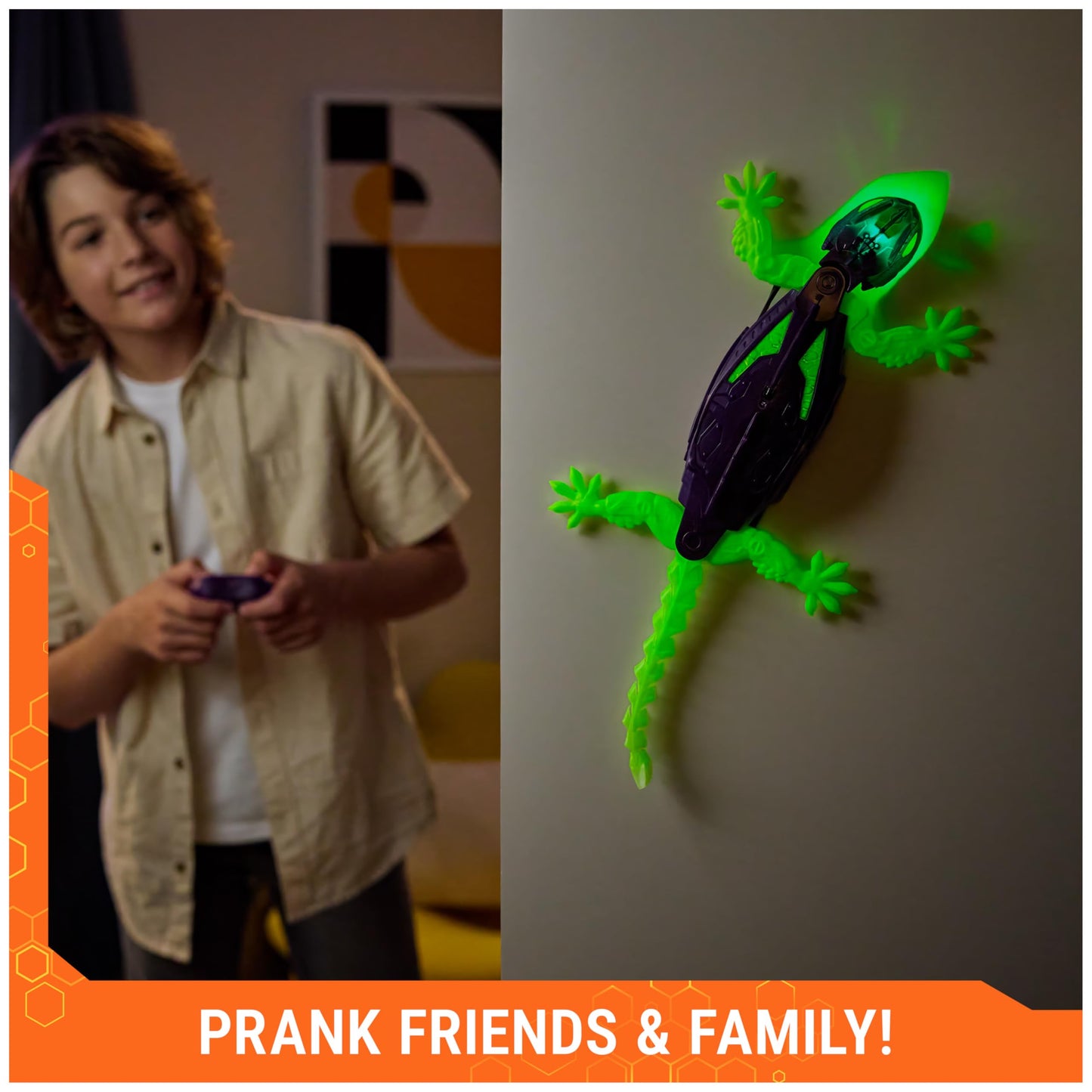 HEX BOTS Glow-in-The-Dark Gecko, Rechargeable Remote Control Robot Kids Toys, Climbs up Walls for Prank Toys & Games, RC Robot for Boys & Girls Ages 4 & Up