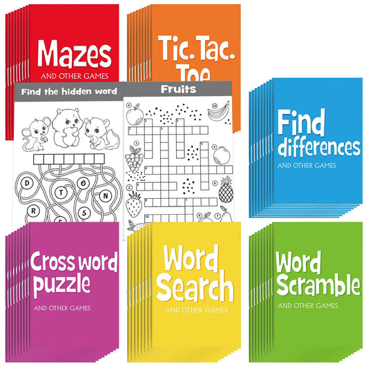 Hungdao 48 Pcs Mini Activity Books for Boys and Girls, Fun and Games, Challenging Activities Include Mazes, Word Scramble and More Bulk Gifts for Students Party Classroom
