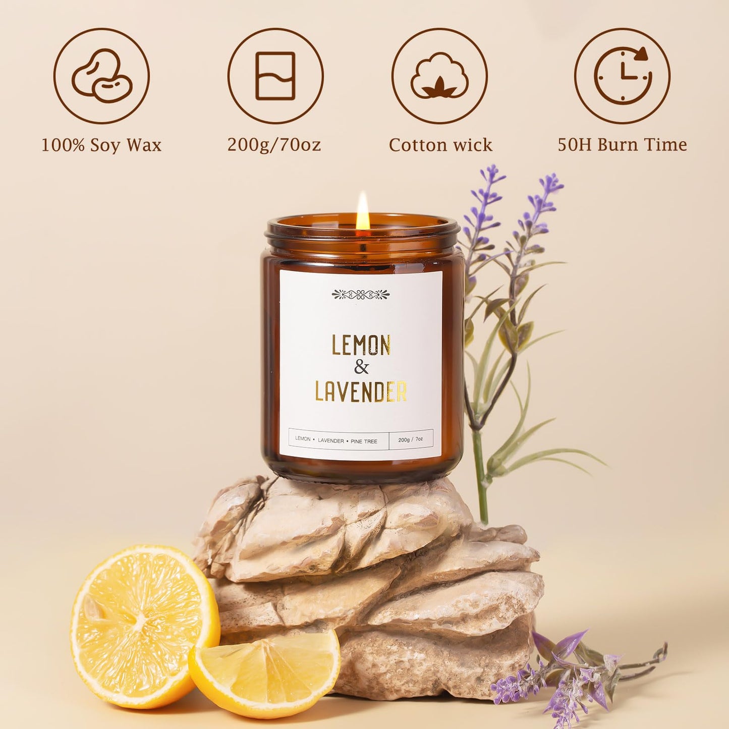 6 Pack Candles for Home Scented, 42oz Amber Jar Candles Gifts for Women, 330 Hour Clean Burning Time, Natural Soy Wax and Wicks, Aromatherapy Candles Gift Set for Women, Ideal Holiday Gift