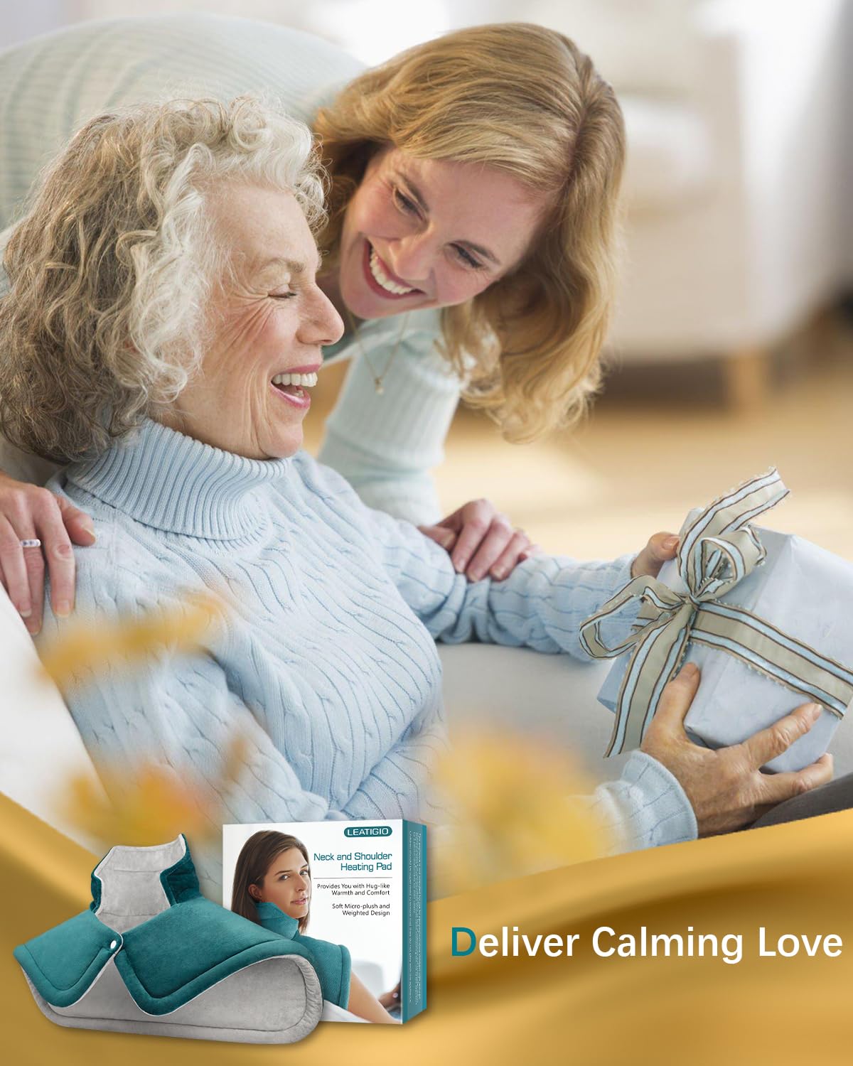 Heating Pad for Neck and Shoulder Pain Relief, Birthday Christmas Gifts for Women Mom Wife, 2lb Heated Neck Wrap Warmer for Daily Comfort, 6 Heat Settings 2 Hours Auto Shut Off, 17x23 inch, Blue