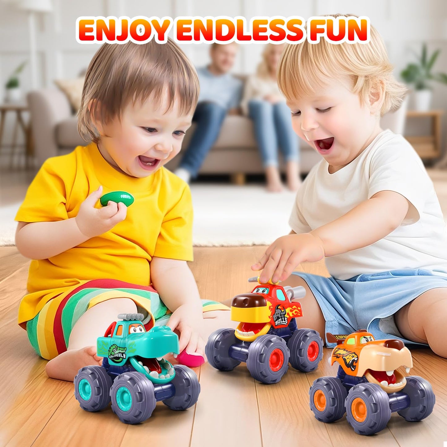 OCATO Car Toys for 1 Year Old Boy Gifts, Pull Back Monster Truck Toy Cars for Toddlers 1-3, 1 2 3 One Year Old Boy Birthday Gift 1st Vehicles Kids Stocking Stuffers Toddler Baby Boys Toys 12-18 Months