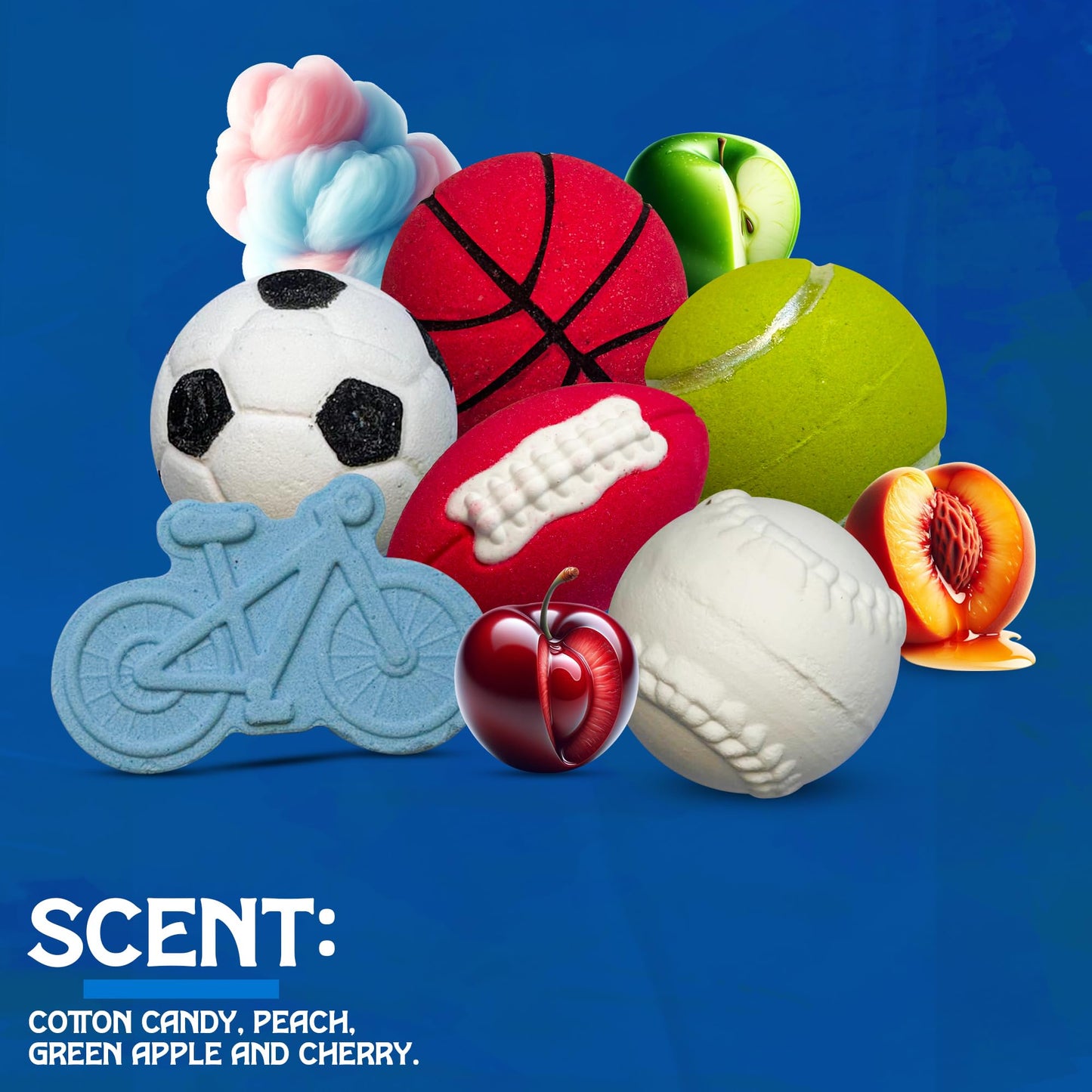 Bath Bombs with Toys Inside W/Flash Cards - Sports Bath Bombs for Kids - Gift Set of 18 Scented Organic Handmade - 2.5 oz with Natural Essential Oils - 18 Pack