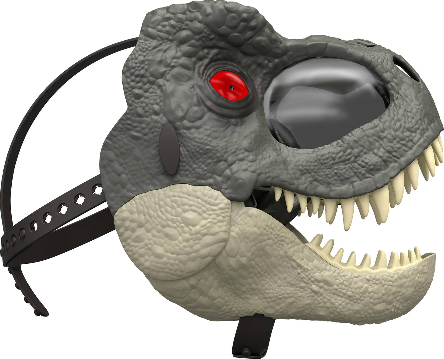 Mattel Jurassic World Rebirth T-Rex Rage N Roar Mask with LED Light Up Eyes, Blink Action with 3 Level Aggression Effect, Dinosaur Costume Headgear Toy