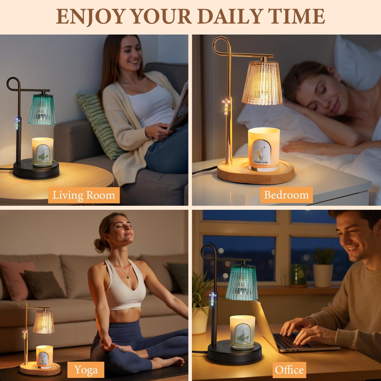 SHARE&CARE Candle Warmer Lamp - Metal Wax Melter with Timer & 4 Dimming Modes, Gift-Ready for Women, Christmas, Birthday (Gold)