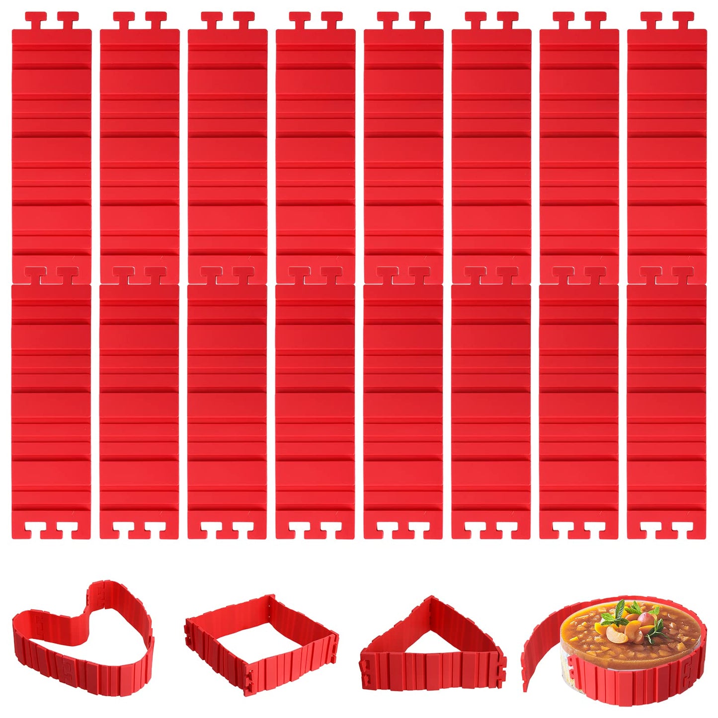 Jucoan 16 Pack Silicone Cake Mold Magic Bake Snake, Silicone Cake Shapers for DIY Round Rectangular Heart Shape Cake Dessert, Ice Barrier for Tie Dye