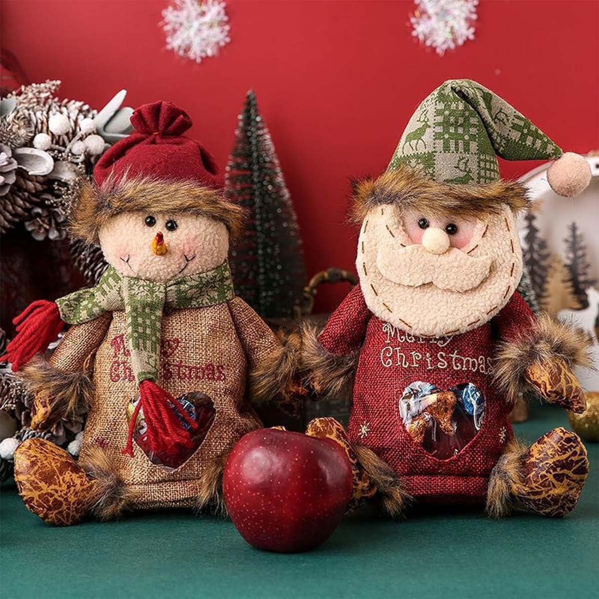 EZGHAR Christmas Gift Doll Bags, Christmas Gift Bags Zipper Design, Fabric Small Gift Bags with Drawstring for Your Gift-Giving Needs (7PCS)