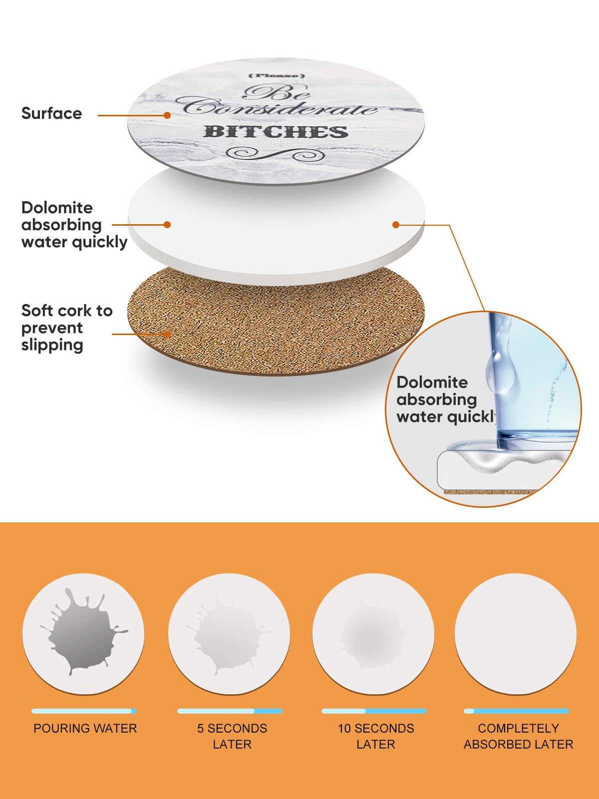 LIFVER Funny Coasters Set - White Elephant & Christmas Coasters - Unique & Funny Gifts for Women, Men, Friends & Adults