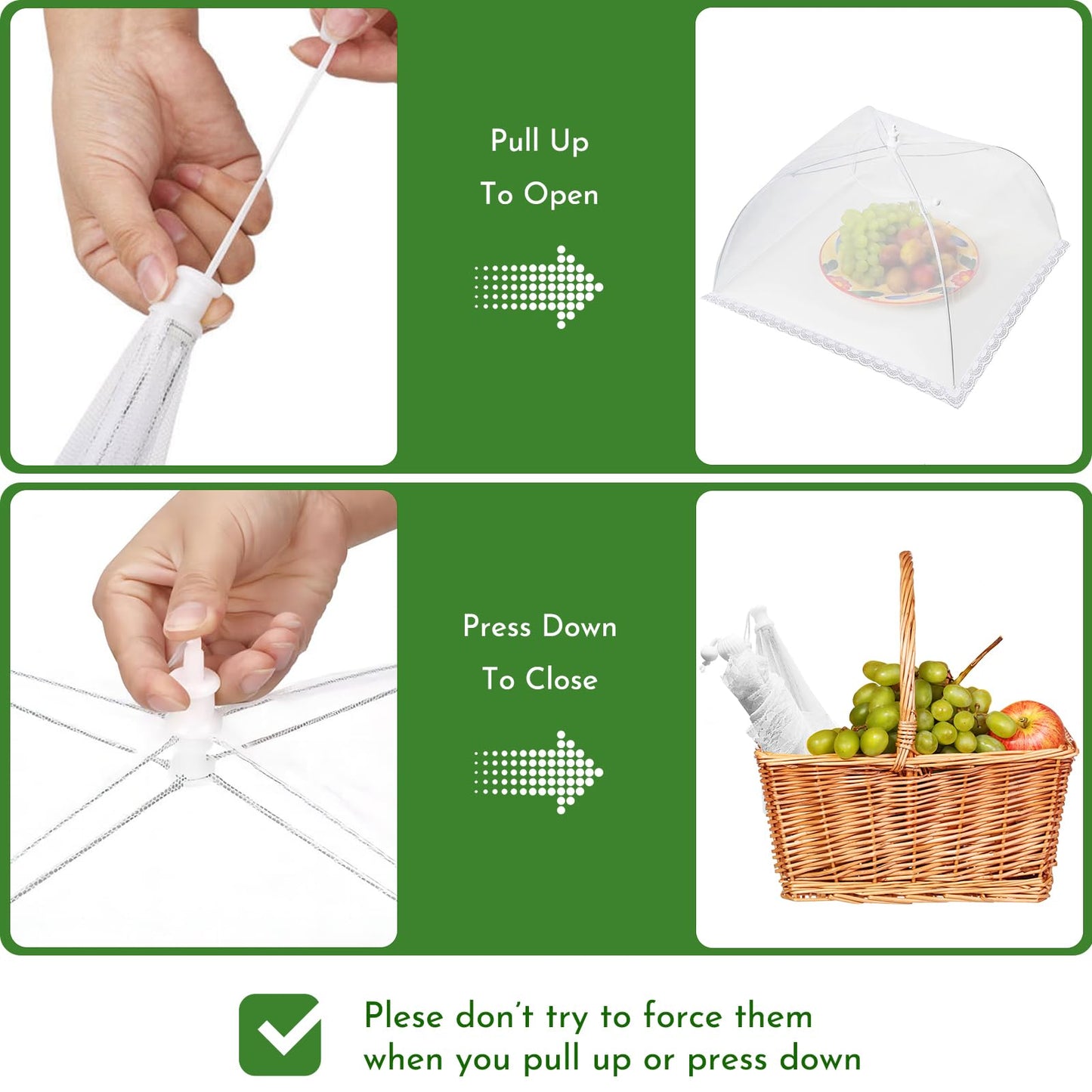 Mesh Food Covers for Outside - 9 Pack Upgraded 1 Extra Large 40x24 in & 8 Large 17x17 in Food Tent Food Cover Outdoors Party Collapsible Picnic Nets Umbrella Mesh Screen Pop Up Food Dome (White)