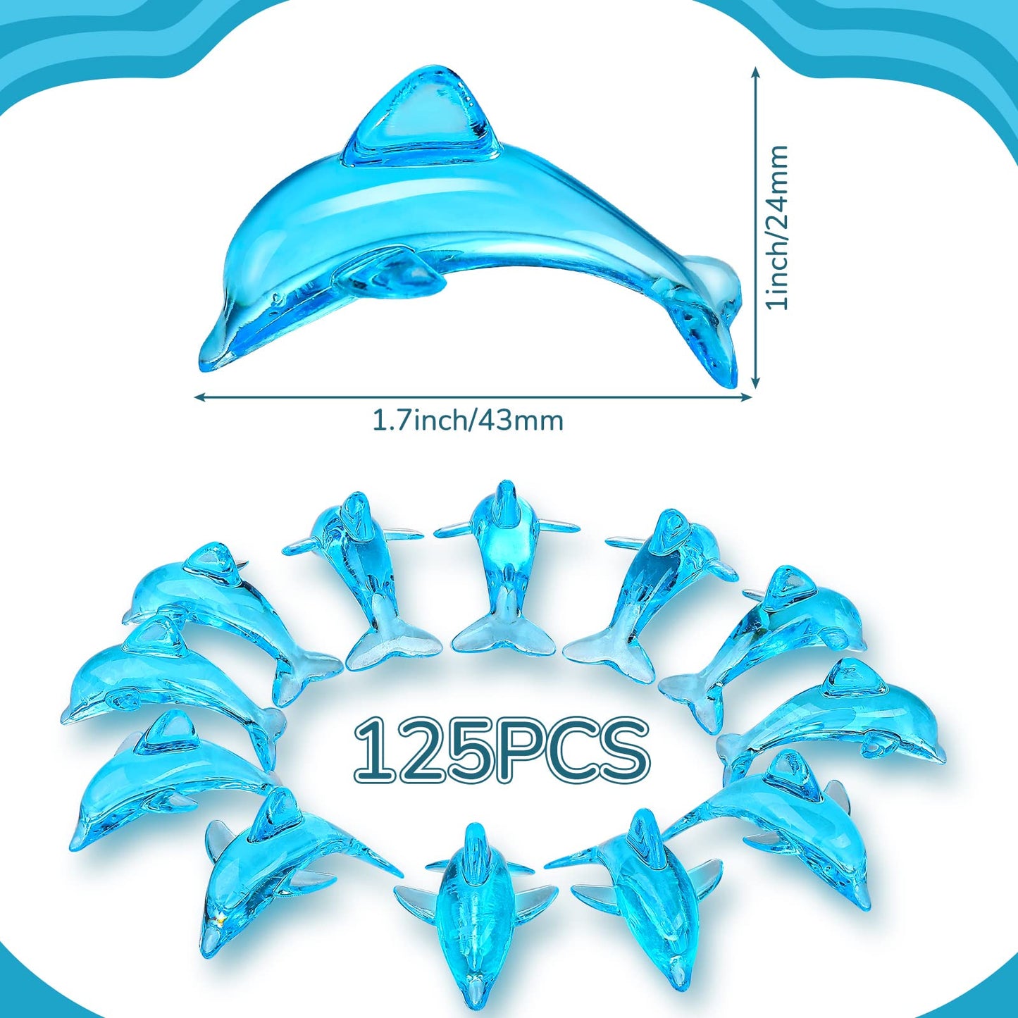 Taiyin 125 Pcs Acrylic Dolphins Cupcake Toppers Blue Dolphin Figurines Birthday Party Decorations Dolphin Cake Topper for Sea Nautical Mermaid Themed Birthday Party Favors Baby Shower Decorations