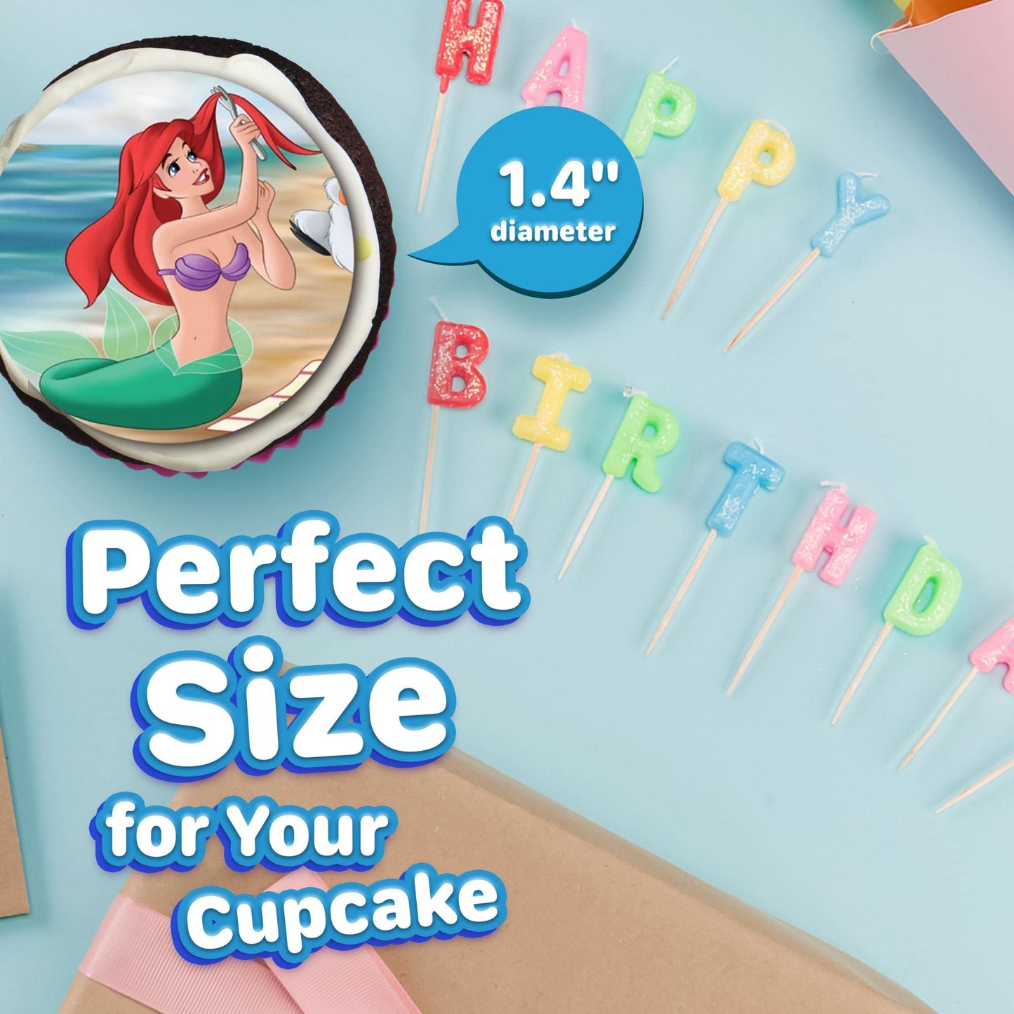 30 x Edible Cupcake Toppers Themed of Princess Collection of Edible Cake Decorations | Uncut Edible on Wafer Sheet