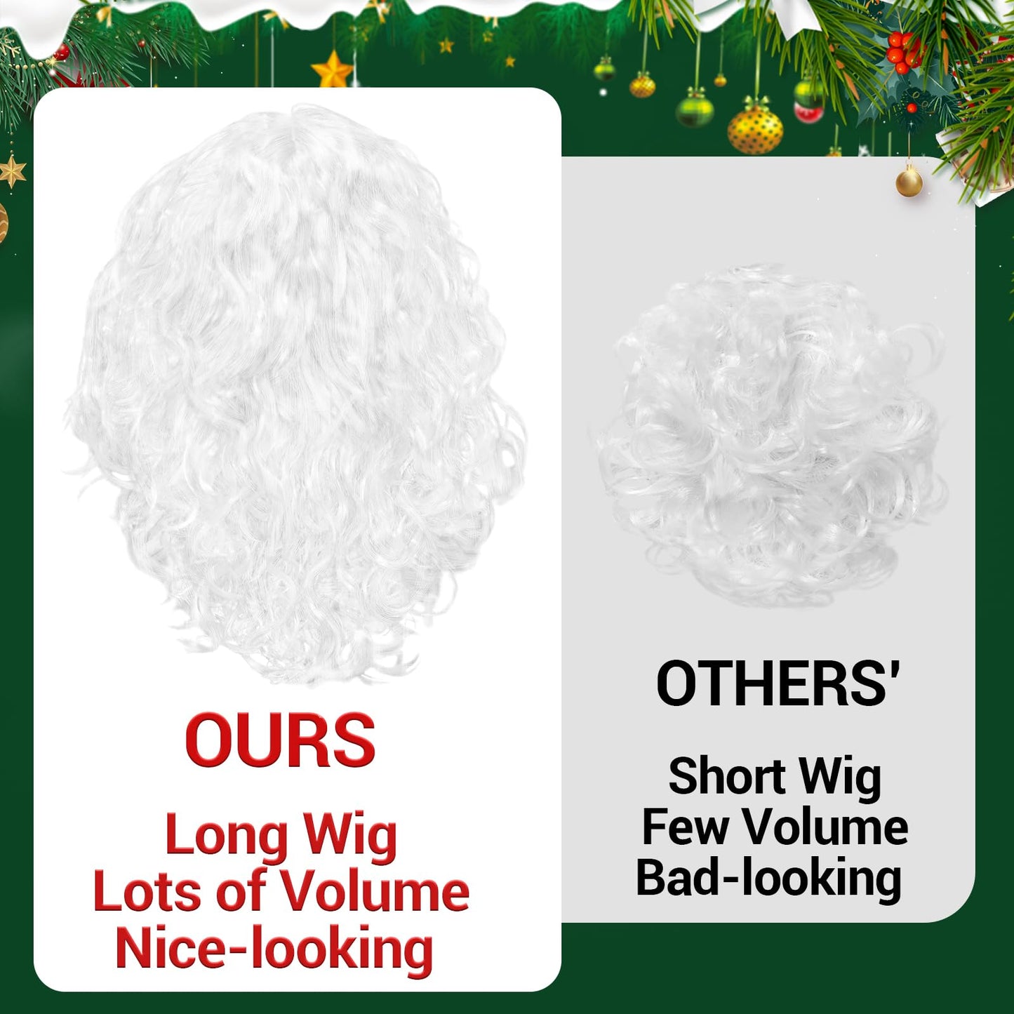 ROSAUI Santa Hats Beard and Wig Christmas Decorations Premium Adult Santa Claus Costume Set for Festive Celebrations | Complete Look for Merry Christmas